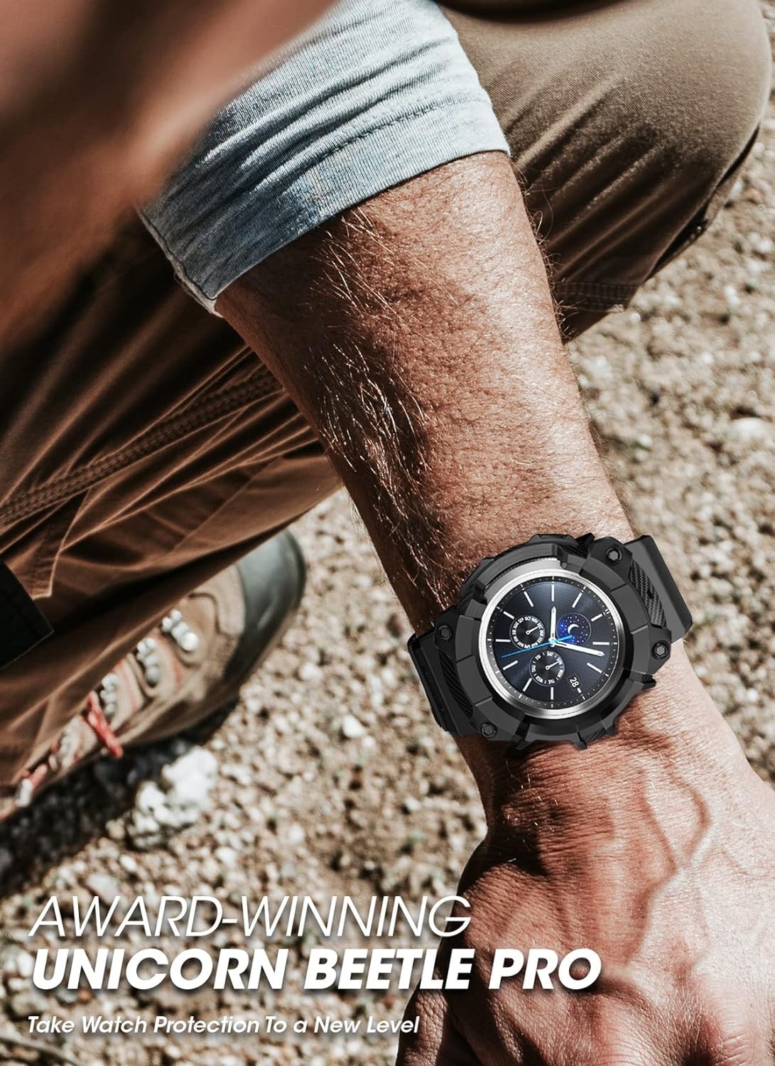 SUPCASE [Unicorn Beetle Pro] Series Case for Galaxy Watch 4 Classic [42mm] 2021 Release, Rugged Protective Case with Strap Bands (Black)